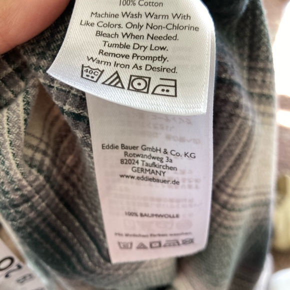 Eddie Bauer Western Shirt Plaid Button Up Snap Perl Mens M Long Sleeves Green - Picture 12 of 13